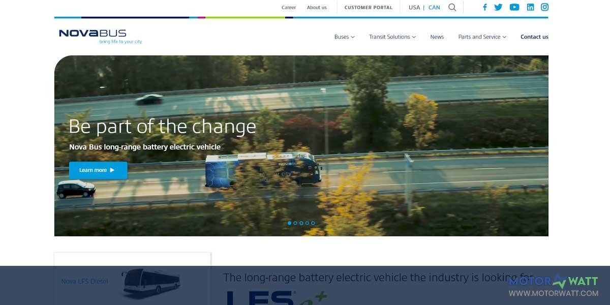 site EV MANUFACTURER SITE Nova Bus